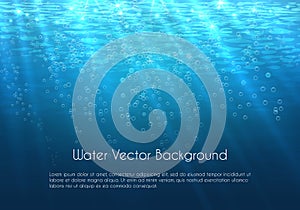 Deep blue water vector background with bubbles