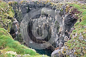 Deep canyon with basalt rocks