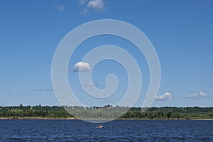 Deep cold ryokana in the north of Russia. The seasons are summer. A sandy beach