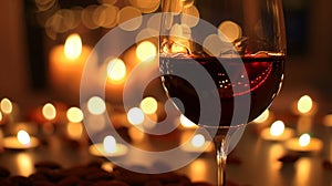 The deep colors of the wine seem to intensify in the golden light of the candles creating a mesmerizing display for the