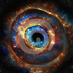 A deep cosmic black hole that looks like an eye in space.