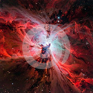Fiery Heart of a Distant Star-Forming Nebula