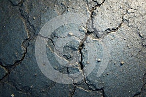 Deep crevices, coarse gray concrete stained, dusty surface , grunge, weathered