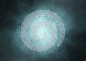 Deep cyan smoke background with light in center