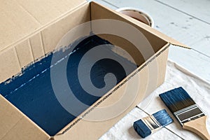 Dark blue eco-friendly cardboard box background photo