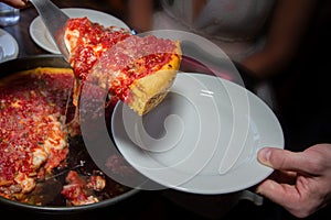 Deep Dish Chicago Style Pizza Slice Serving