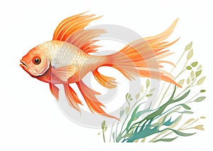 Deep Dive: A Colorful Illustration of Goldfish and Koi in Paid A