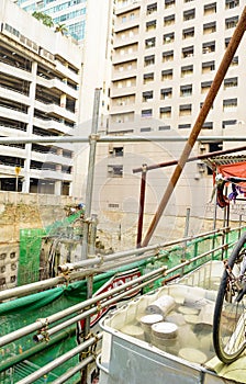 Deep excavation high-rise construction site