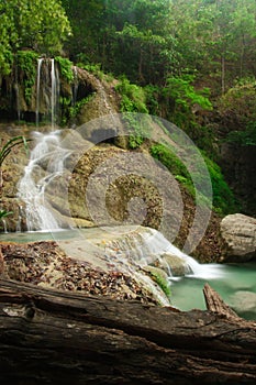 Deep forest Waterfall in Erawan Kanchanaburi, Thailand