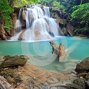 Deep forest Waterfall in Kanchanaburi (Huay Mae Kamin) photo