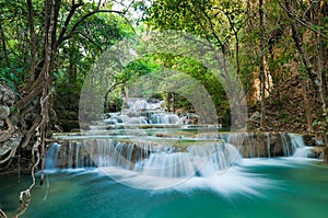 Deep forest Waterfall in Kanchanaburi, Thailand