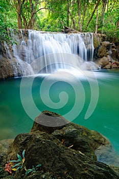 Deep forest Waterfall in Kanchanaburi, Thailand photo