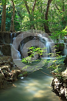 Deep forest Waterfall in Kanchanaburi, Thailand