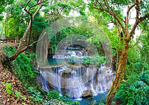 Deep forest Waterfall in Kanchanaburi, Thailand