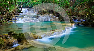 Deep forest Waterfall in Kanchanaburi, Thailand