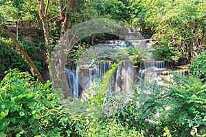 Deep forest Waterfall in Kanchanaburi, Thailand