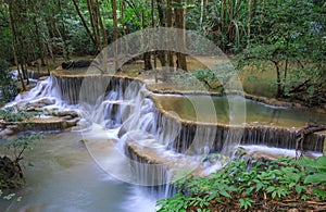 Deep forest Waterfall in Kanchanaburi, Thailand