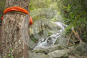 Deep forest waterfall National Park in Lampang Thailand