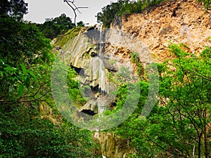 Deep forest waterfall in Thailand Erawan Waterfall