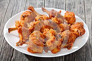 Deep fried battered crispy chicken wings