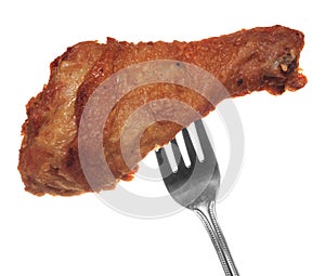 Deep fried chicken drumstick isolated photo