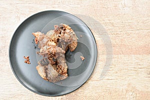 Deep fried chicken liver and gizzard on plate