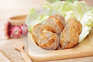 Deep fried chicken meat rolls. Chinese food
