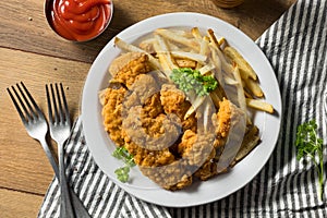 Deep Fried Chicken Tenders and Fries