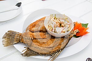 Deep Fried fish, Famouse Thai seafood menu