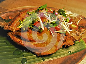 Deep Fried Fish with Fish Sauce and Mango Sauce Thai Food