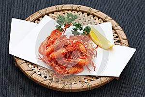 Deep fried freshwater shrimp, japanese food