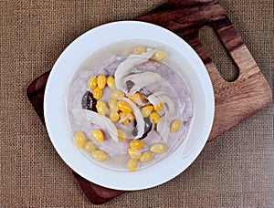 Deep fried mixed vegetable as stir taro in tofu sheet,sliced taro and sweet corn fried are food for Vegetable festival of Chinese