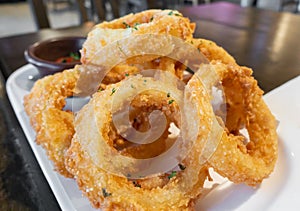 Deep fried onion ring serve