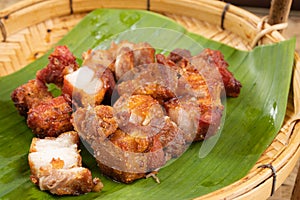 Deep fried pork belly with fish sauce