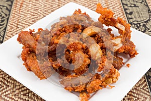 Deep fried pork tendons with delicious taste
