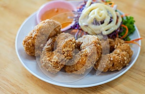 Deep fried shrimp cake with plum sauce