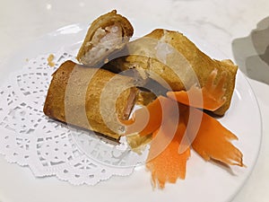 Deep-Fried Shrimp Spring Roll in Thailand.