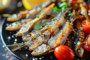 Deep Fried Small Sardines, Roasted Rainbow Smelt Closeup, Sea Fish Beer Snack, Fried Sprats