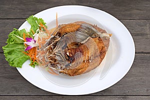 Deep Fried Snapper topped with Sweet Fish Sauce
