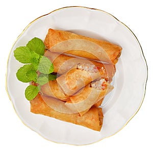 Deep fried spring rolls,  or Fried spring rolls  Snacks and snacks that are popular with Thai and Chinese people