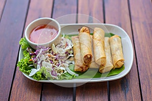 Deep fried spring rolls, Por Pieer Tod or Fried spring rolls