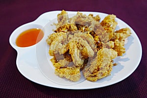 Deep fried squid with sweet sauce, Thai cuisine