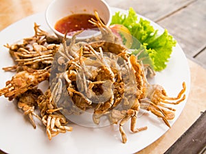 Deep fried swimming crabs