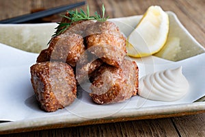 Deep fried tuna chunks, a popular Japanese dish