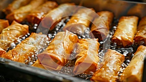 Deep fried vegetable spring rolls golden, crispy, and deliciously cooked to perfection photo