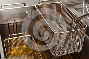 Deep fryer in restaurant kitchen