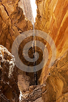 Deep gorge in the Wadi Rum desert