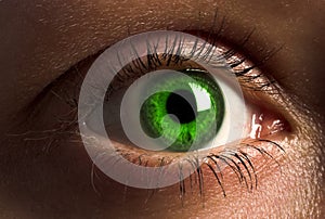 Deep green human eye.