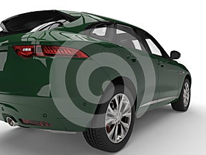 Deep green modern SUV - taillight closeup shot