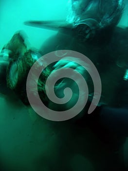 Deep horror wreck diving scuba diver